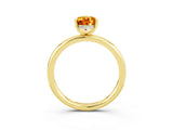 Yellow gold Pear Cut Citrine Solitaire Ring with Thin Band and Four-Prong Setting_15