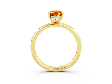 Yellow gold Pear Cut Citrine Solitaire Ring with Thin Band and Four-Prong Setting_15