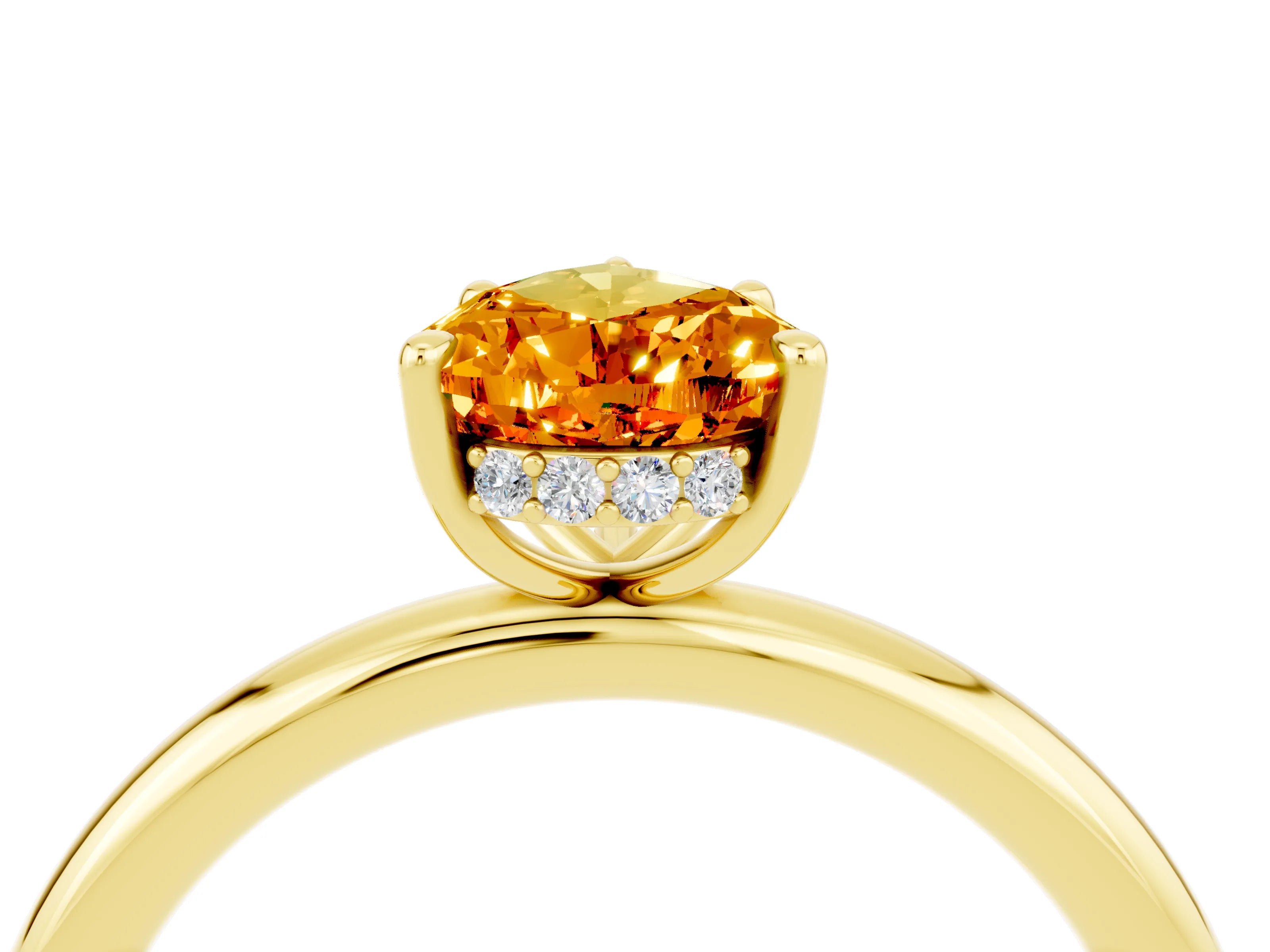 Yellow gold Pear Cut Citrine Solitaire Ring with Thin Band and Four-Prong Setting_16