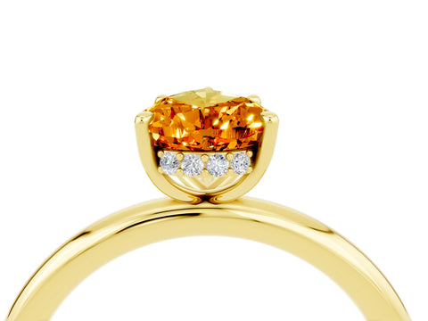 Yellow gold Pear Cut Citrine Solitaire Ring with Thin Band and Four-Prong Setting_16