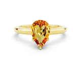 Yellow gold Pear Cut Citrine Solitaire Ring with Thin Band and Prong Setting_12