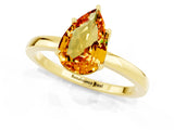 Yellow gold Pear Cut Citrine Solitaire Ring with Thin Band and Prong Setting_13