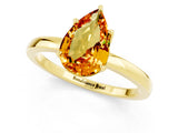 Yellow gold Pear Cut Citrine Solitaire Ring with Thin Band and Prong Setting_25