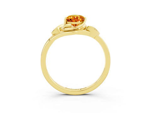 Yellow gold Pear Cut Citrine Solitaire Ring with Twist Band and Four-Prong Setting_27
