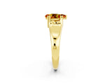 Yellow gold Pear Cut Citrine Solitaire Ring with Wide Band and Prong Setting_2