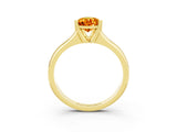 Yellow gold Pear Cut Citrine Solitaire Ring with Wide Band and Prong Setting_3