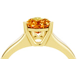 Yellow gold Pear Cut Citrine Solitaire Ring with Wide Band and Prong Setting_4