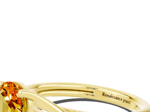 Yellow gold Pear Cut Citrine Solitaire Twist Band Prong Setting Ring_36