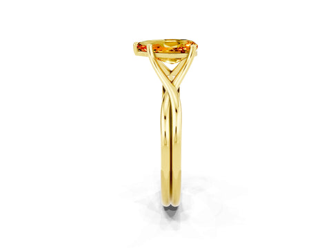 Yellow gold Pear Cut Citrine Solitaire Twist Band Prong Setting Ring_38