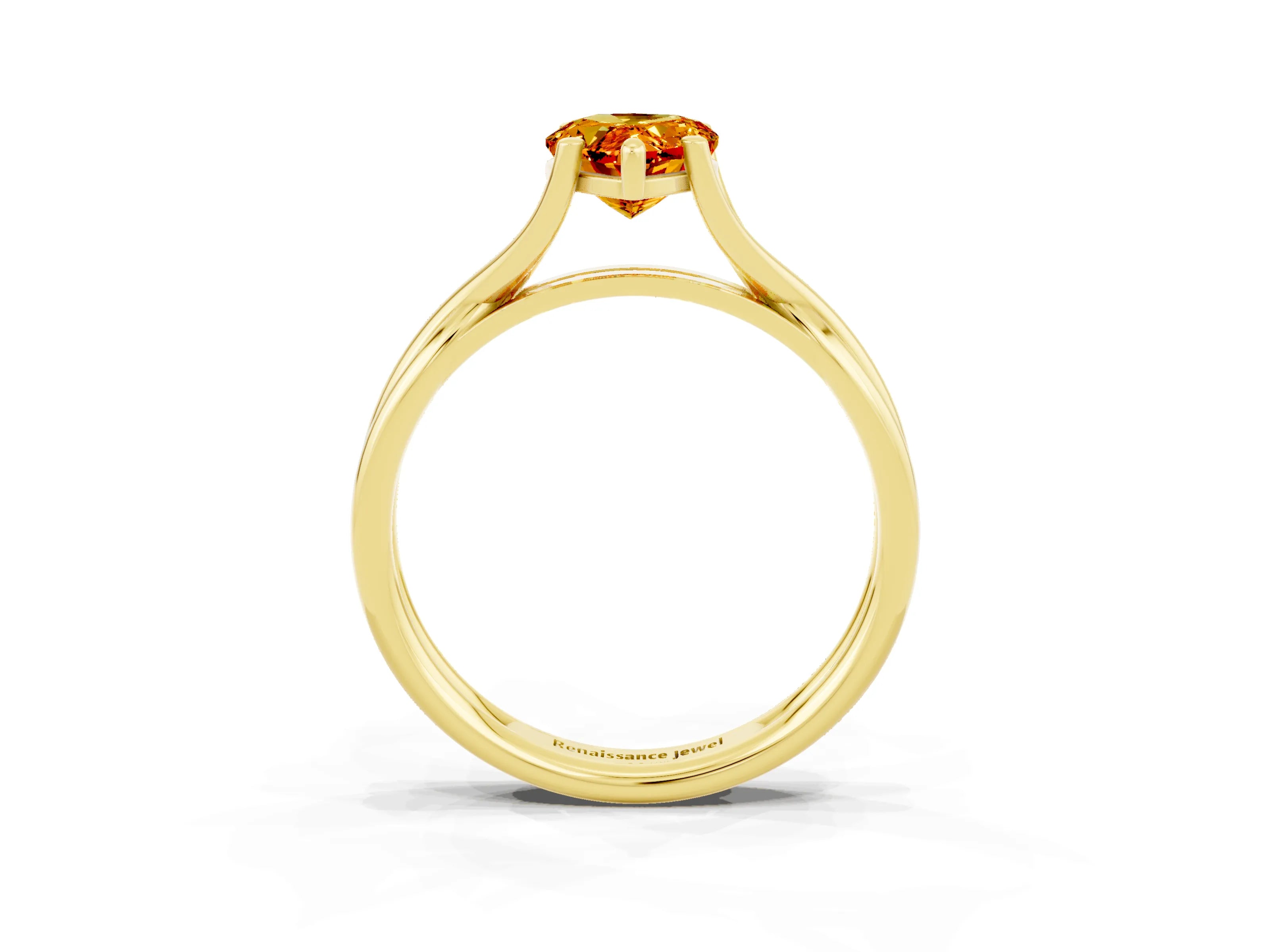 Yellow gold Pear Cut Citrine Solitaire Twist Band Prong Setting Ring_39