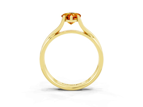 Yellow gold Pear Cut Citrine Solitaire Twist Band Prong Setting Ring_39