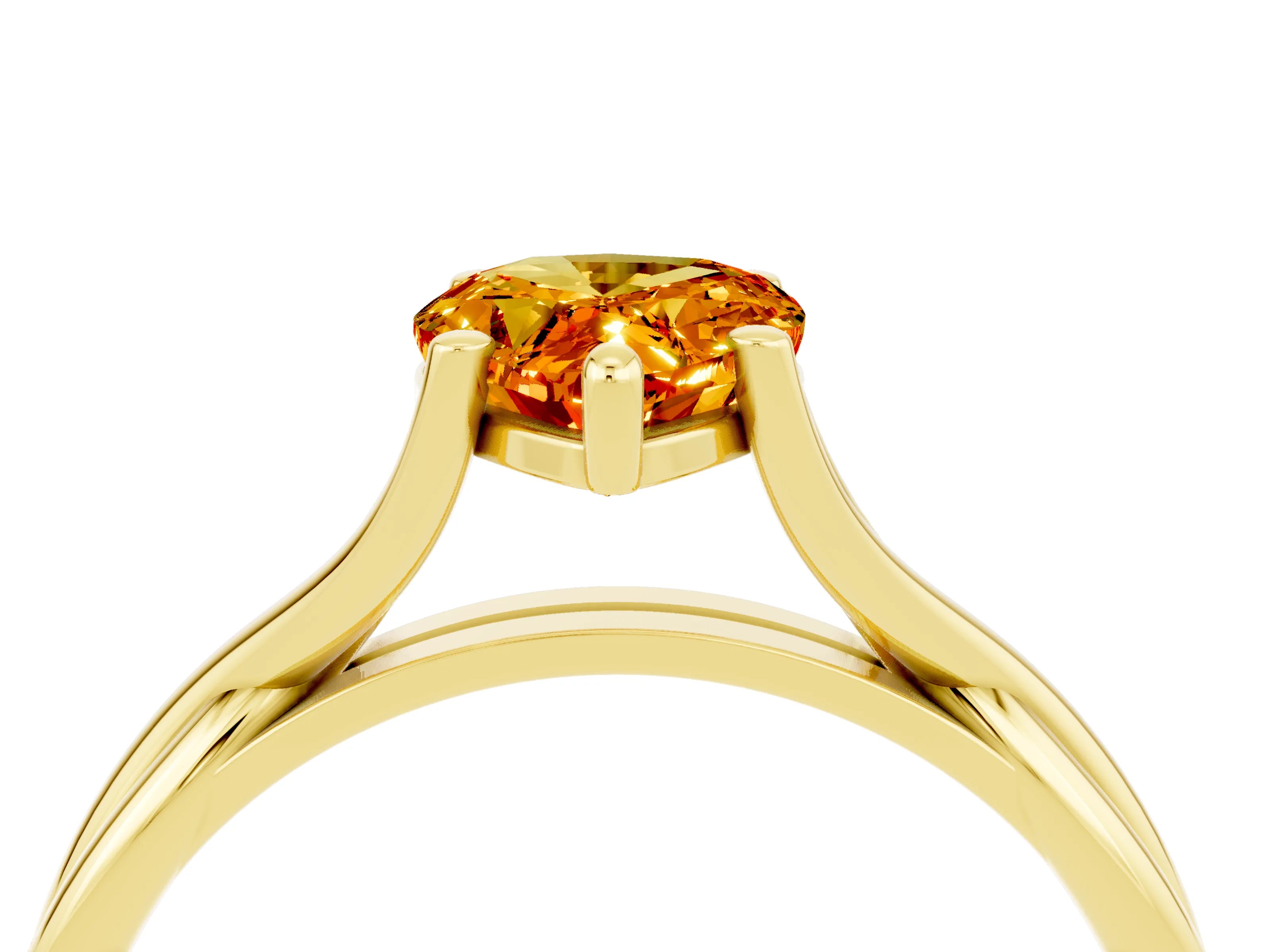 Yellow gold Pear Cut Citrine Solitaire Twist Band Prong Setting Ring_40
