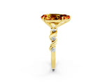 Yellow gold Pear Cut Citrine Solitaire Twisted Band with Round  Accents and Prong Setting_14