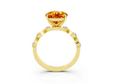 Yellow gold Pear Cut Citrine Solitaire Twisted Band with Round  Accents and Prong Setting_15