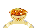 Yellow gold Pear Cut Citrine Solitaire Twisted Band with Round  Accents and Prong Setting_16