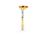 Yellow gold Pear Cut Citrine Solitaire with Side Baguettes and Channel Set Band_2