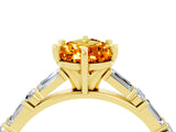 Yellow gold Pear Cut Citrine Solitaire with Side Baguettes and Channel Set Band_4