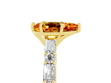 Yellow gold Pear Cut Citrine Solitaire with Side Baguettes and Channel Set Band_5