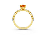 Yellow gold Pear Cut Citrine Solitaire with Side Stones on a Pavé Band and Four-Prong Setting_3