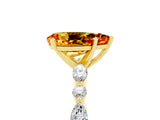 Yellow gold Pear Cut Citrine Solitaire with Side Stones on a Pavé Band and Four-Prong Setting_5