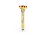 Yellow gold Pear Cut Citrine Split Shank Engagement Ring with Pavé Band_2
