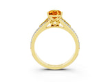 Yellow gold Pear Cut Citrine Split Shank Engagement Ring with Pavé Band_3