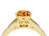 Yellow gold Pear Cut Citrine Split Shank Engagement Ring with Pavé Band_4