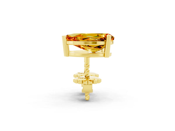 Yellow gold Pear Cut Citrine Stud Earrings