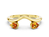 Yellow gold Pear Cut Citrine Two-Stone Open Band Ring with Prong Setting_6