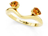Yellow gold Pear Cut Citrine Two-Stone Open Band Ring with Prong Setting_7