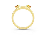 Yellow gold Pear Cut Citrine Two-Stone Open Band Ring with Prong Setting_9