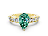 Yellow gold Pear Cut Cut Channel Set Diamond Engagement Ring with Four-Prong Setting