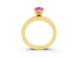 Yellow gold Pear Cut Cut Channel Set Diamond Engagement Ring with Four-Prong Setting_3
