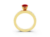 Yellow gold Pear Cut Cut Channel Set Diamond Engagement Ring with Four-Prong Setting_3