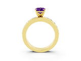 Yellow gold Pear Cut Cut Channel Set Diamond Engagement Ring with Four-Prong Setting_3