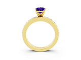 Yellow gold Pear Cut Cut Channel Set Diamond Engagement Ring with Four-Prong Setting_3