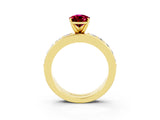 Yellow gold Pear Cut Cut Channel Set Diamond Engagement Ring with Four-Prong Setting_3