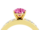 Yellow gold Pear Cut Cut Channel Set Diamond Engagement Ring with Four-Prong Setting_4
