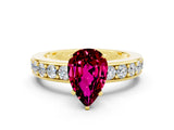 Yellow gold Pear Cut Cut Channel Set Diamond Engagement Ring with Four-Prong Setting