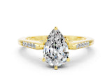 Yellow gold Pear Cut Cut Channel Set Solitaire Engagement Ring with Four-Prong Setting