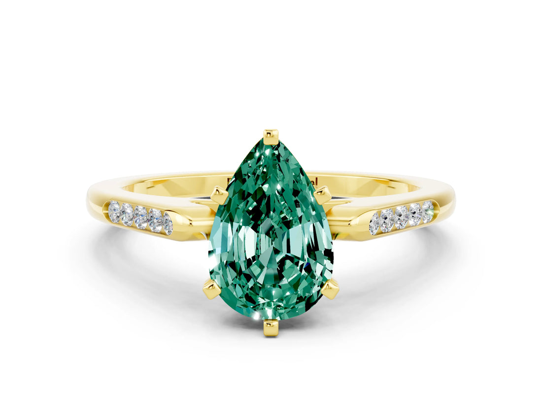 Yellow gold Pear Cut Cut Channel Set Solitaire Engagement Ring with Four-Prong Setting_7