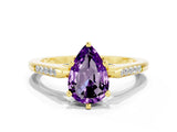 Yellow gold Pear Cut Cut Channel Set Solitaire Engagement Ring with Four-Prong Setting