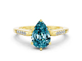 Yellow gold Pear Cut Cut Channel Set Solitaire Engagement Ring with Four-Prong Setting