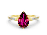 Yellow gold Pear Cut Cut Channel Set Solitaire Engagement Ring with Four-Prong Setting