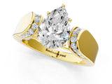 Yellow gold Pear Cut Cut Diamond Channel Set Solitaire Ring with Four-Prong Setting_4