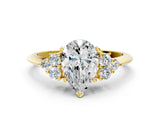 Yellow gold Pear Cut Cut Diamond Cluster Ring with Solitaire Band and Four-Prong Setting_15