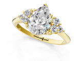Yellow gold Pear Cut Cut Diamond Cluster Ring with Solitaire Band and Four-Prong Setting_16
