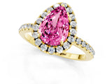 Yellow gold Pear Cut Cut Diamond Floral Halo Engagement Ring with Pavé Band and Prong Setting_1