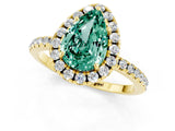 Yellow gold Pear Cut Cut Diamond Floral Halo Engagement Ring with Pavé Band and Prong Setting_1