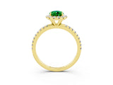 Yellow gold Pear Cut Cut Diamond Floral Halo Engagement Ring with Pavé Band and Prong Setting_3
